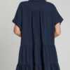 Umgee Full Size Raw Hem Folded Sleeve Tiered Dress Plus Size - Image 2