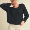 Aemi + Co Cable-Knit Openwork Round Neck Sweater