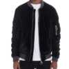 Velour Cinch Sleeve Bomber Jacket