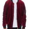 Velour Cinch Sleeve Bomber Jacket