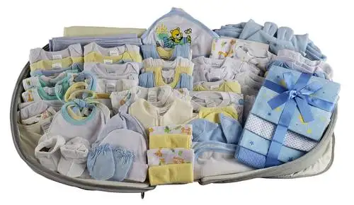 Boys 80 pc Baby Clothing Starter Set with Diaper Bag