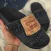 Denim Women's Cool Round Head Flat Slides Blue/Black - Image 4