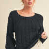 Aemi + Co Cable-Knit Openwork Round Neck Sweater - Image 2