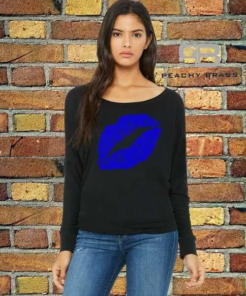 Women Off The Shoulder Lips Shirt