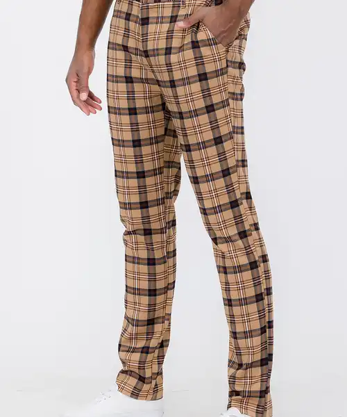 Plaid Slim Fit Trouser Pants