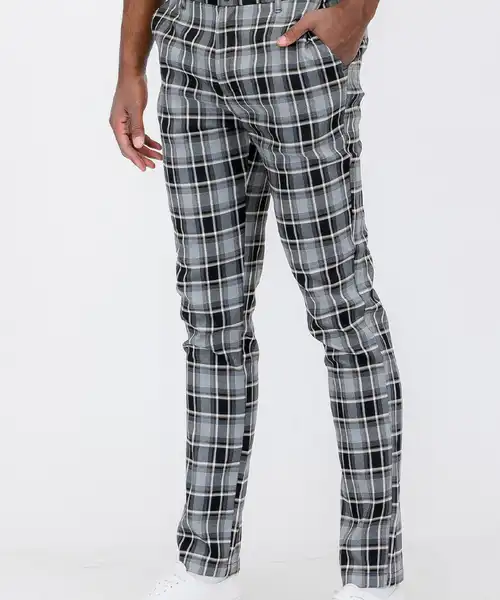 Plaid Slim Fit Trouser Pants