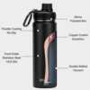 DRINCO® 22oz Stainless Steel Sport Water Bottle - Black - Image 4