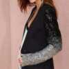 Womens Blazer with Sequins Sleeve - Image 2