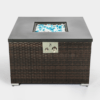 Outdoor Gas Fire Pit Square Dark Brown Wicker Fire Pit Table - Image 2