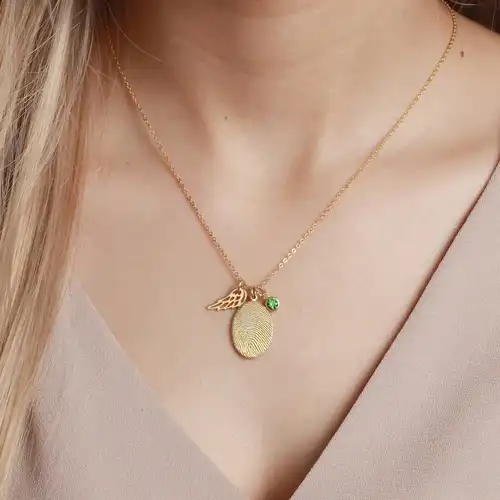Fingerprint Necklace, Fingerprint Jewelry With Birthstone - Image 2