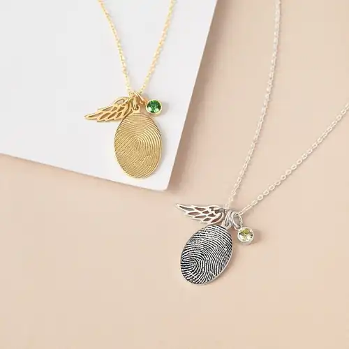 Fingerprint Necklace, Fingerprint Jewelry With Birthstone - Image 4