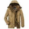 Mens Hooded Winter Parka Coat with Inner Fleece - Image 3