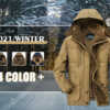 Mens Hooded Winter Parka Coat with Inner Fleece - Image 7
