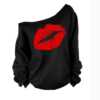 Women Off The Shoulder Lips Shirt - Image 2
