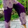 purple floral women boho pants hippie pants yoga pants