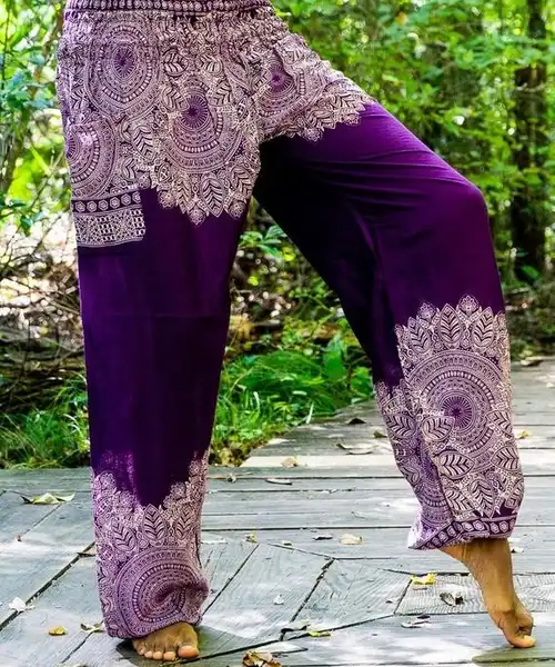 purple floral women boho pants hippie pants yoga pants