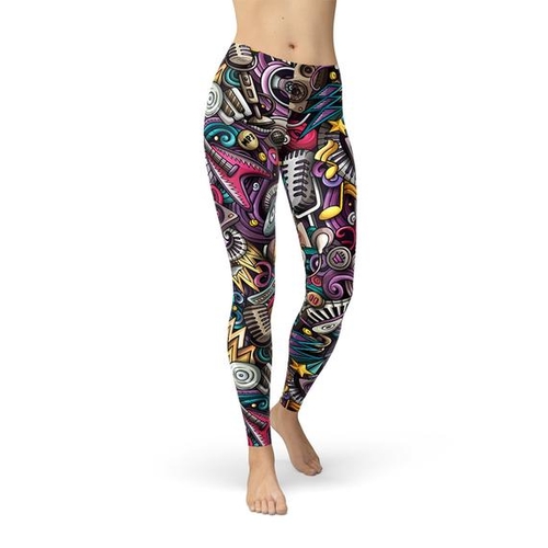 womens grunge rock n roll leggings
