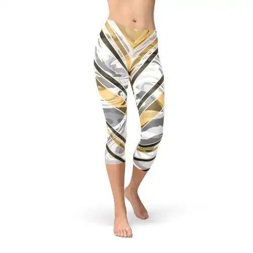 white marble w/ black gold lines capri leggings
