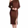 josefa asymmetric dress long sleeve convertible midi dress with